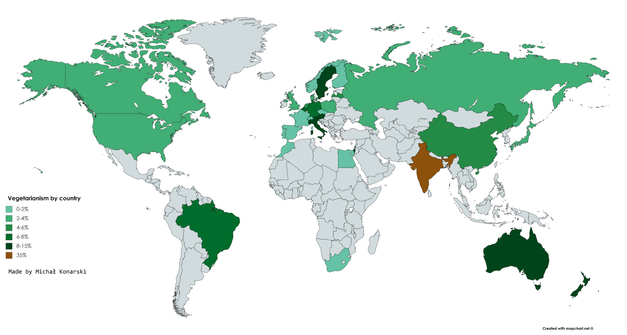 Which Countries Have the Highest Proportion of Vegetarians?